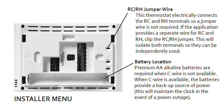 Emerson 1F85U-42NP INSTALLER MENU