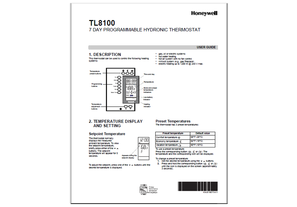 Download Honeywell TL8100 Manual PDF