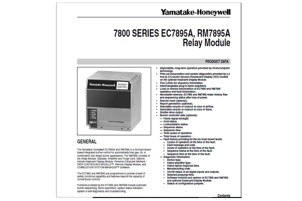 Honeywell 7800 SERIES EC7895A, RM7895A Relay Module Manual