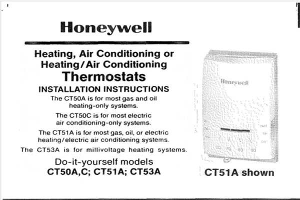 Honeywell CT5OA,C; CT51A; CT53A Manual