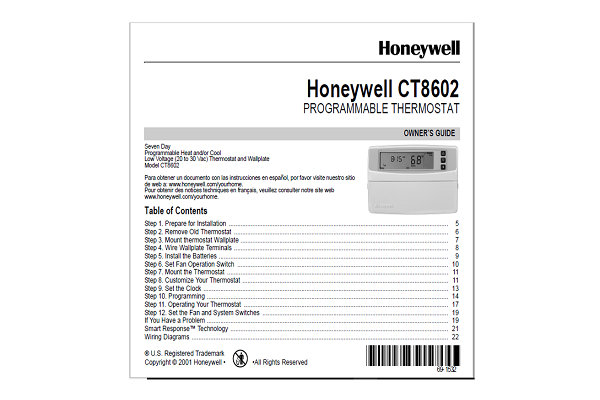 Honeywell CT8602 Manual
