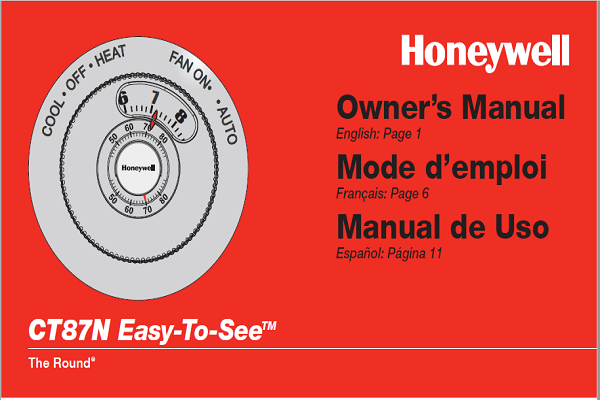 Honeywell CT87N Manual