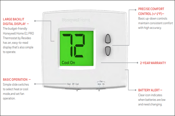 Honeywell E1 Pro Thermostat Manual