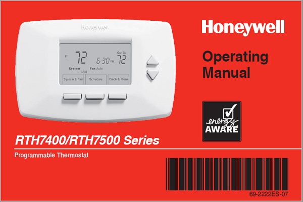 Honeywell RTH7400-RTH7500 Manual