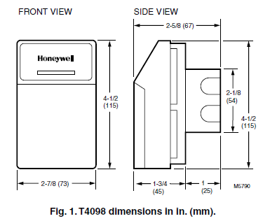 Honeywell T4098A,B Dimension