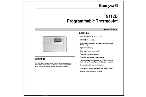 Honeywell T8112D Owner's Manual
