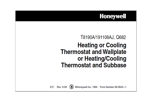 Honeywell T8190A Manual