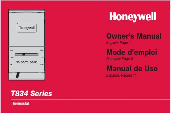 Honeywell Thermostat T834 Manual