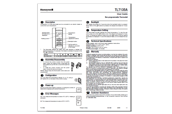 Honeywell TL7135A User Manual