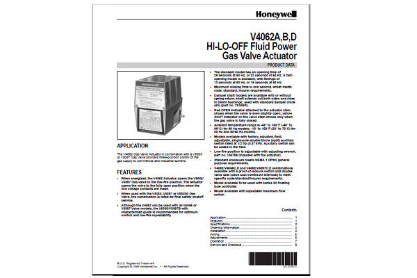 Honeywell V4062A Manual