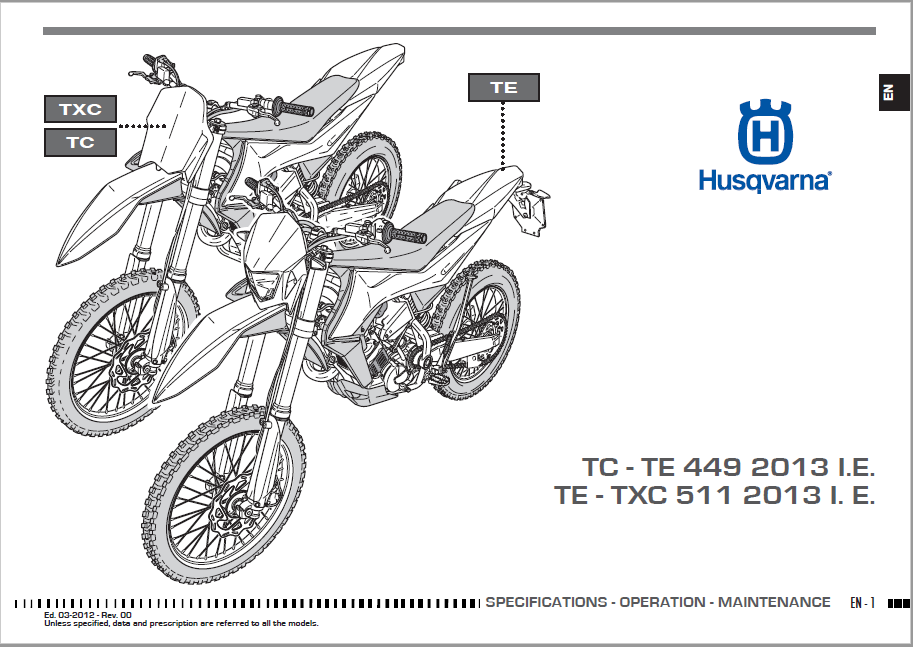 Husqvarna 2012 TC449-TE449-TE511-TXC511 Owners Manual