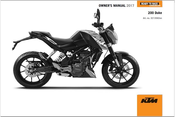 2017 KTM 200 DUKE Owners Manual