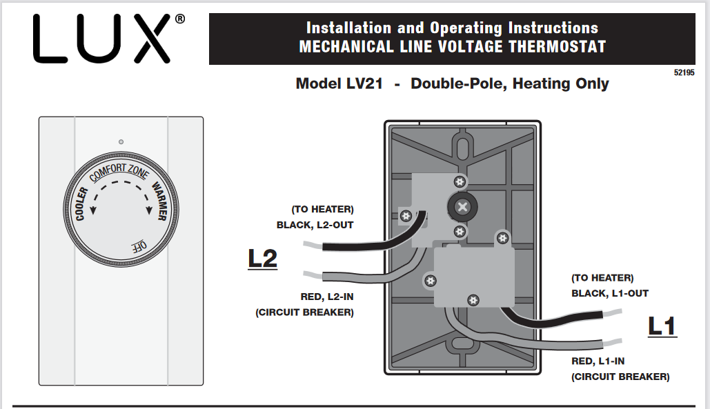 LUX LV21 Installation and Operating Manual