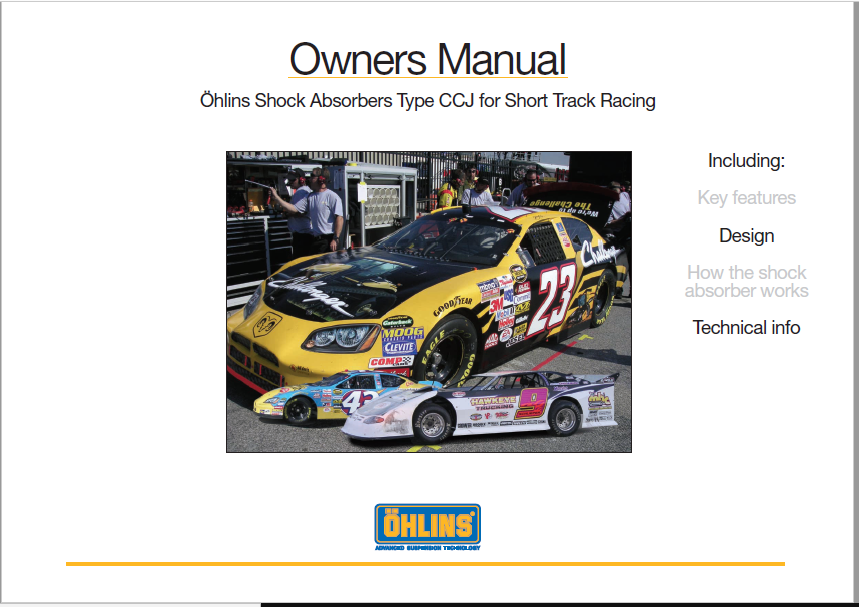 Öhlins Shock Absorbers Type CCJ for Short Track Racing Manual