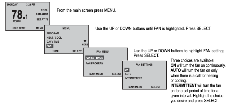 Robertshaw 9801i, 9815i, 9820i How do cycle fan