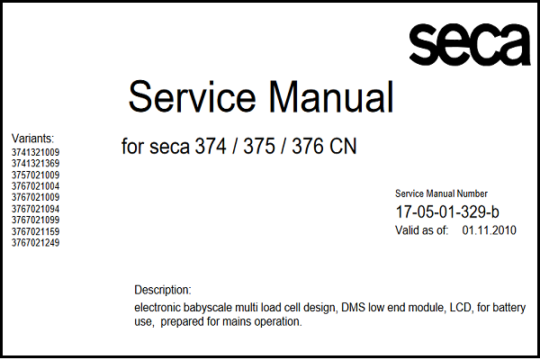 Seca 374 Digital baby scale Service Manual