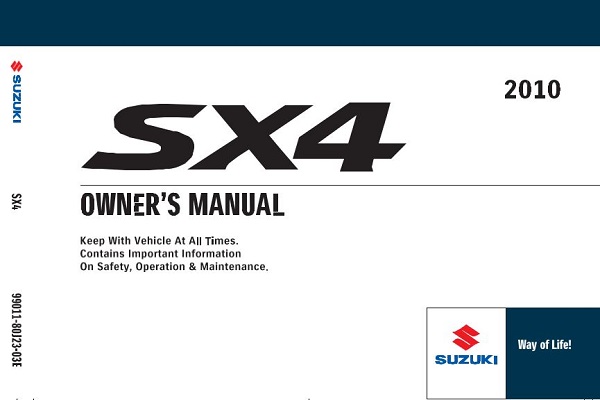 Suzuki 2010 SX4 SportBack User Manual